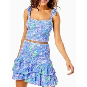 Lilly Pulitzer Rosalie 2 Piece Crop Top Skirt Set in Turtle Package Size 14 L